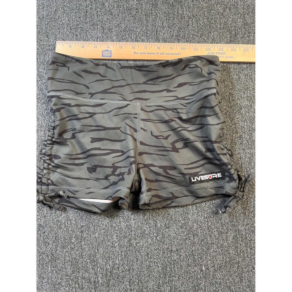 LiveSore Tiger Stripe Camo Scrunch Butt Booty Shorts gray Medium - Picture 2 of 6